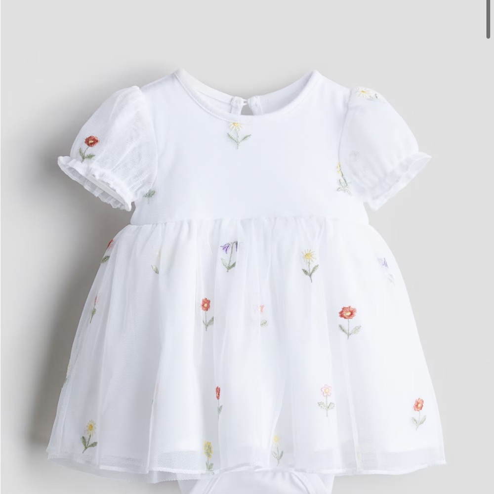 Embroidered Tulle Bodysuit Dress